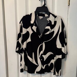 a new day Black and White Button Down Shirt